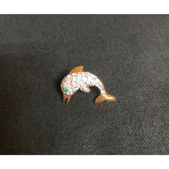 Swarovski Crystal Dolphin Lapel Pin Vintage - Picture 2 of 3